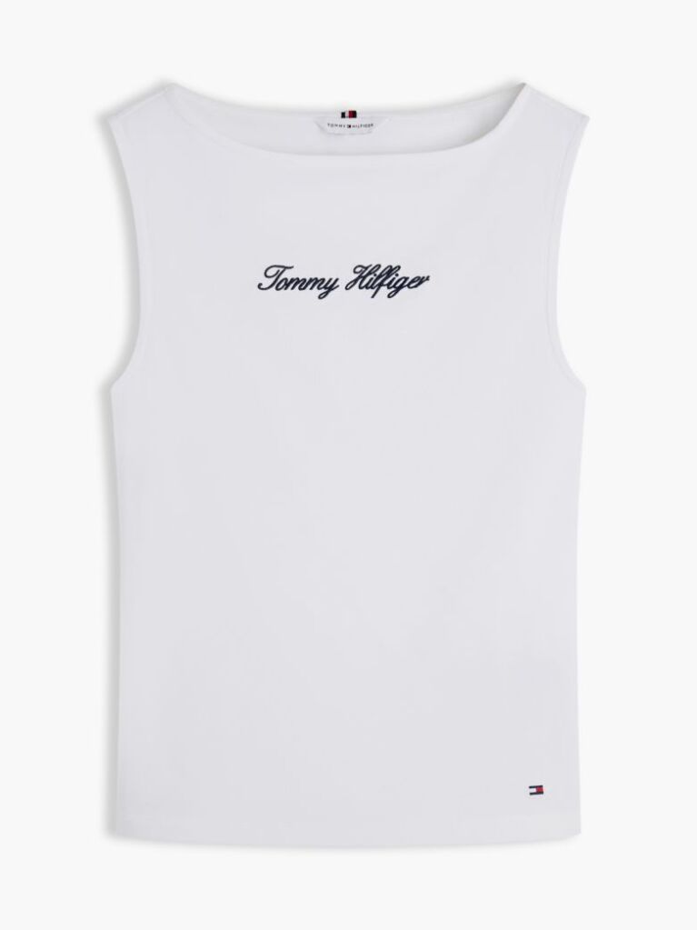 White Slim Boat Neck Tank Top  Women