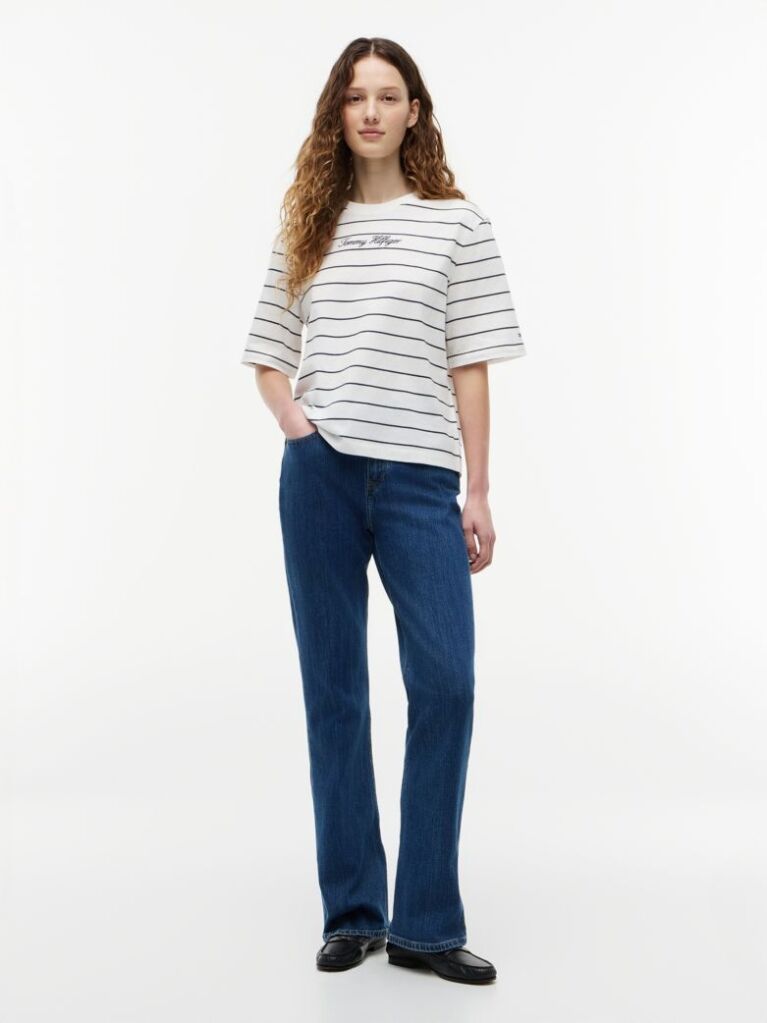 Multi Logo Embroidery Relaxed Crew Neck T-Shirt  Women