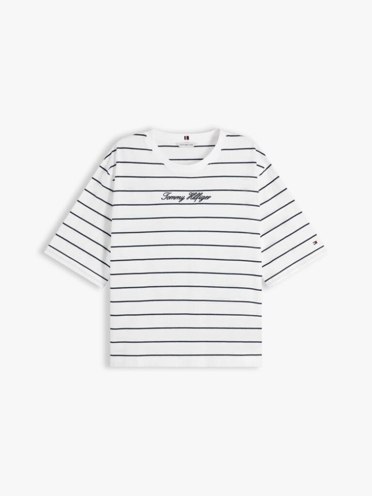 Multi Logo Embroidery Relaxed Crew Neck T-Shirt  Women