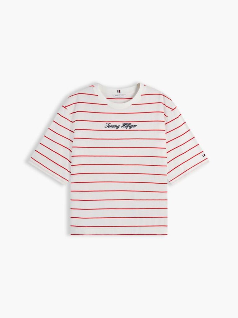 Multi Logo Embroidery Relaxed Crew Neck T-Shirt  Women