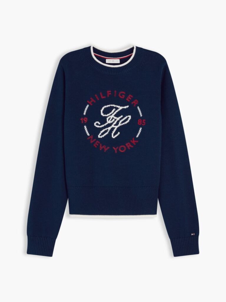 Blue Logo Embroidery Relaxed Crew Neck Jumper  Women