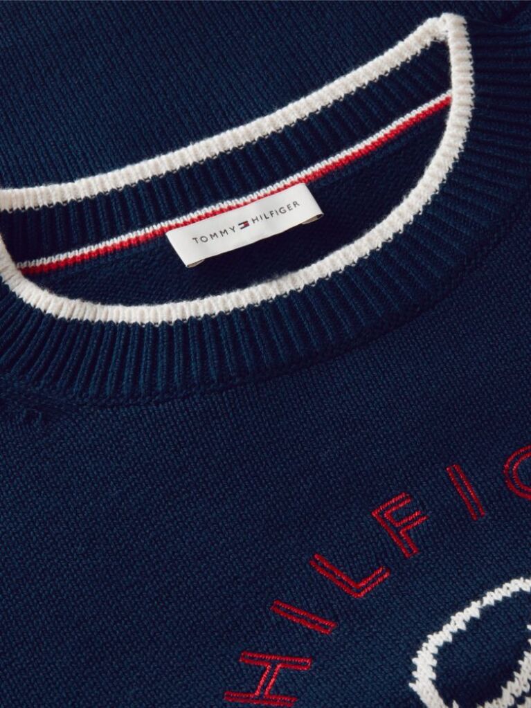 Blue Logo Embroidery Relaxed Crew Neck Jumper  Women