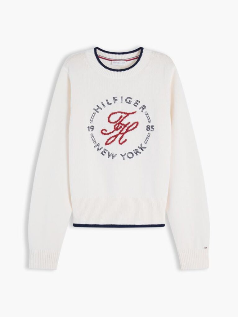 Beige Logo Embroidery Relaxed Crew Neck Jumper  Women