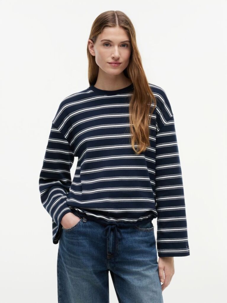 Multi T-Shirt Με Μακρύ Μανίκι Κορδόνι Και Ρίγες  Γυναίκες