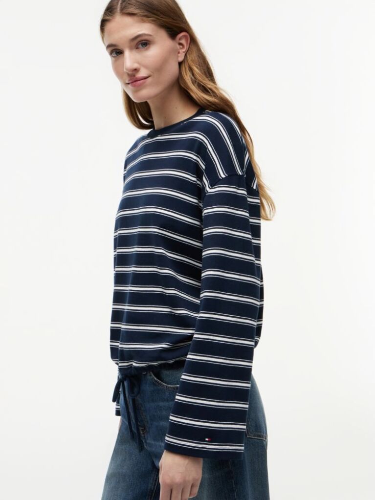 Multi T-Shirt Με Μακρύ Μανίκι Κορδόνι Και Ρίγες  Γυναίκες