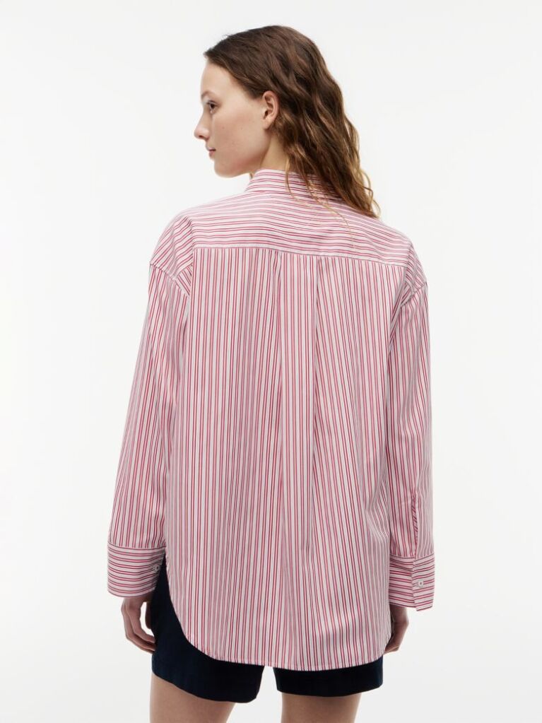 Multi Oversized Fit Flag Embroidery Poplin Shirt  Women