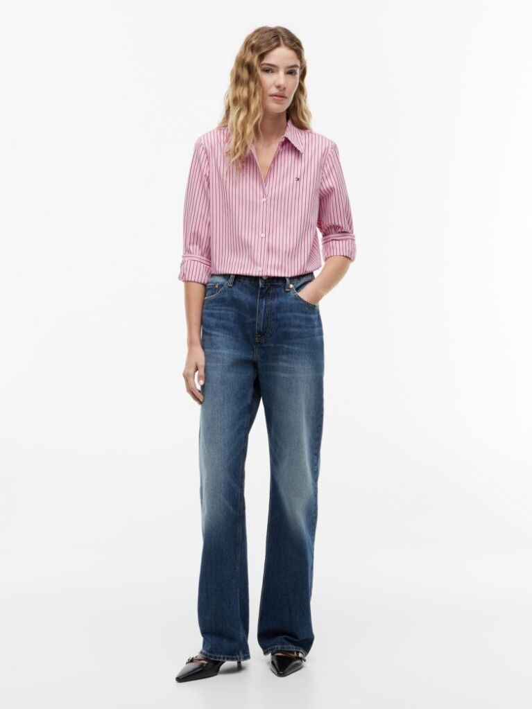 Multi Regular Fit Flag Embroidery Poplin Shirt  Women