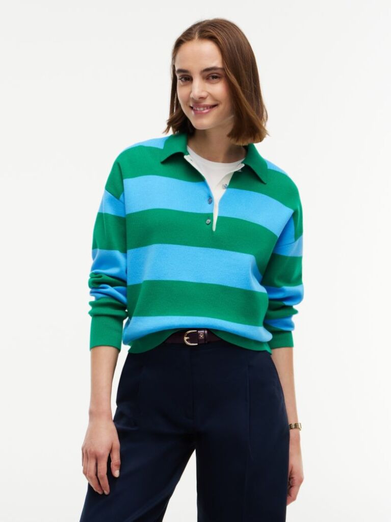 Multi Premium Knit Gold-Tone Button Polo Jumper  Women
