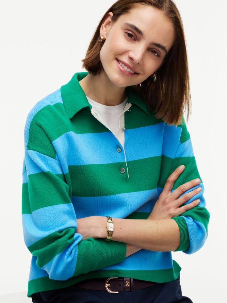 Multi Premium Knit Gold-Tone Button Polo Jumper  Women