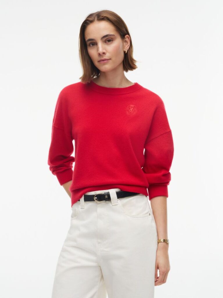 Red Pure Cashmere Relaxed Crew Neck Jumper  Women