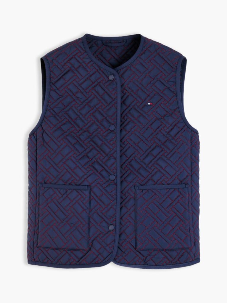 Blue Padded Flag Quilted Sleeveless Liner  Women