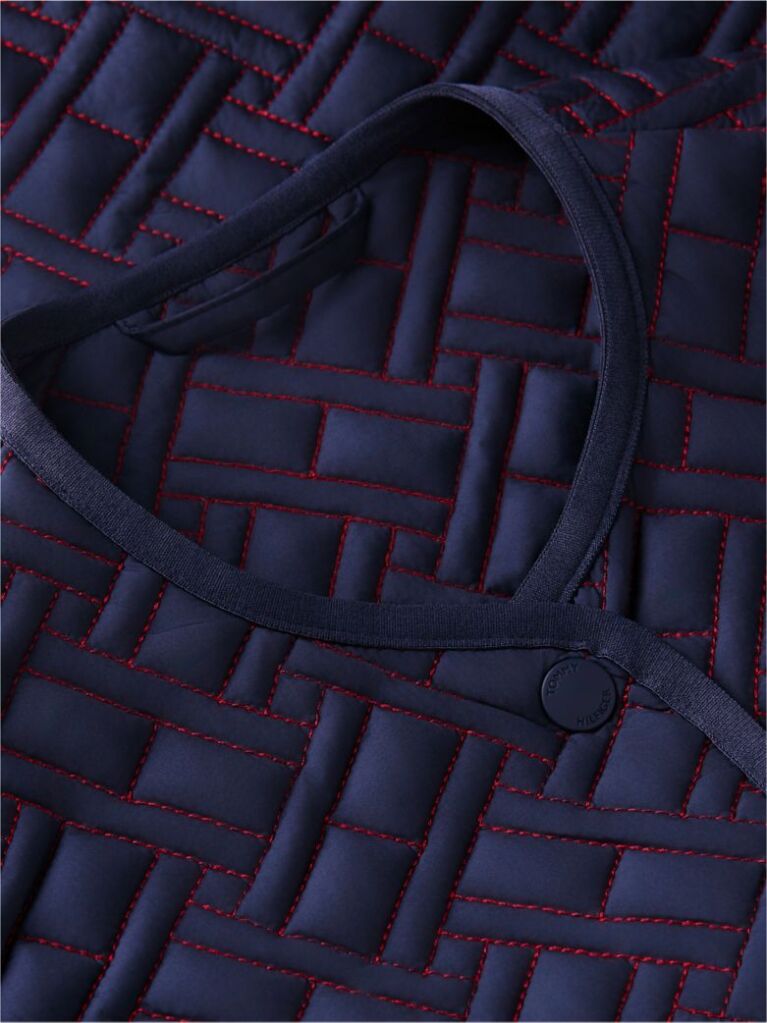 Blue Padded Flag Quilted Sleeveless Liner  Women