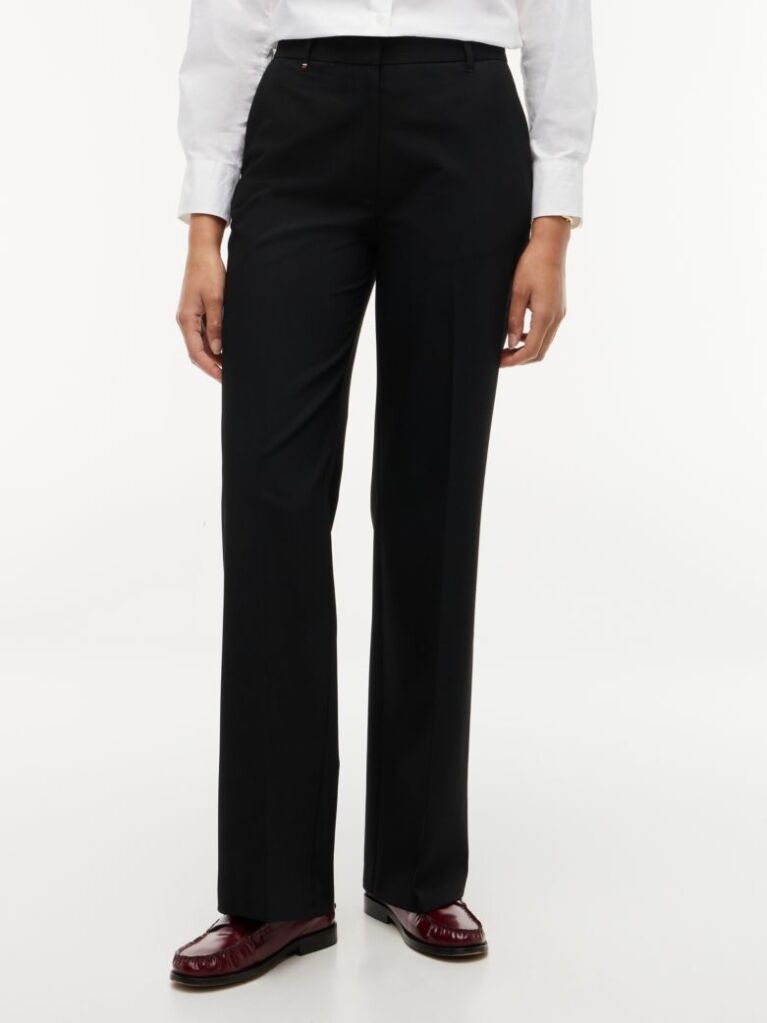 Black Straight Leg Twill Trousers  Women
