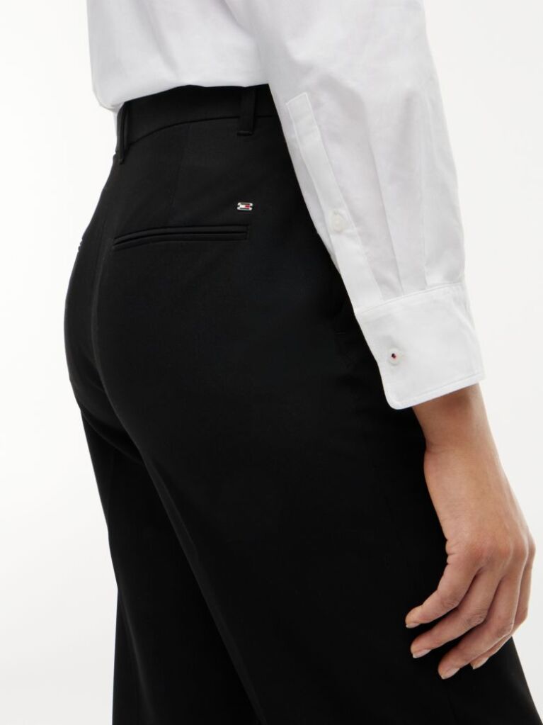Black Straight Leg Twill Trousers  Women