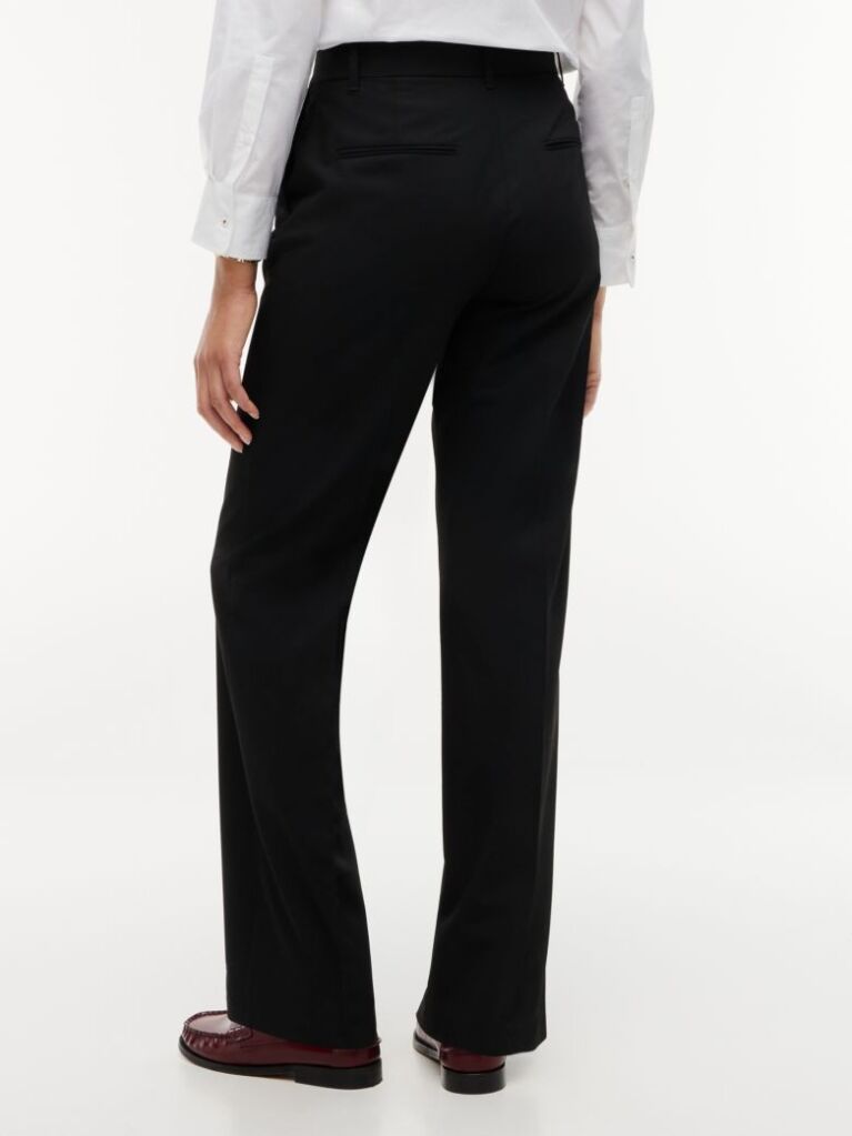 Black Straight Leg Twill Trousers  Women