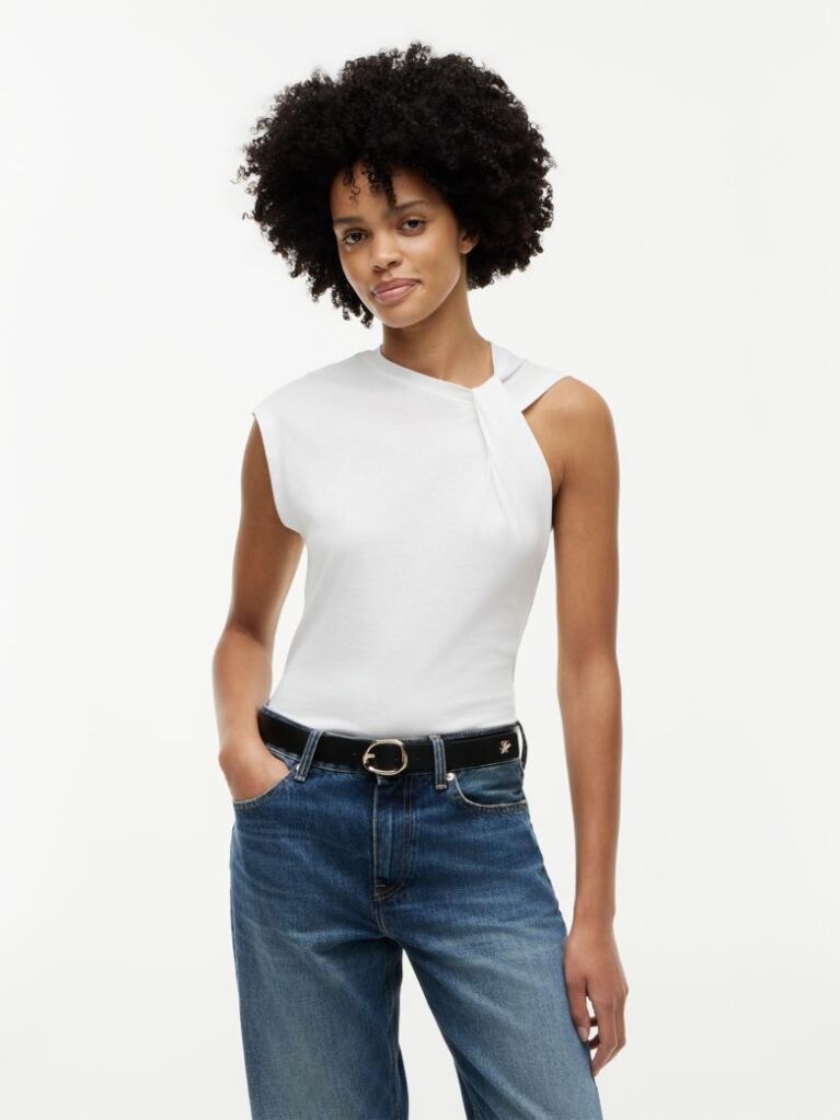 White Knot Textured Jersey Sleeveless Top  Women
