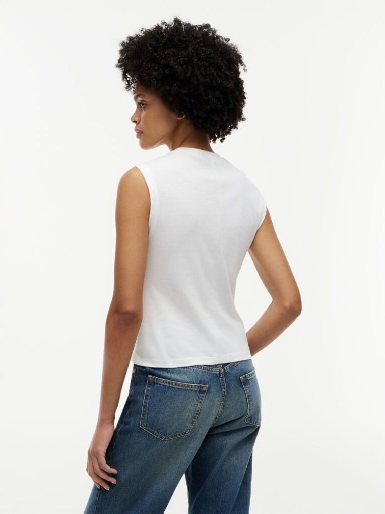 White Knot Textured Jersey Sleeveless Top  Women