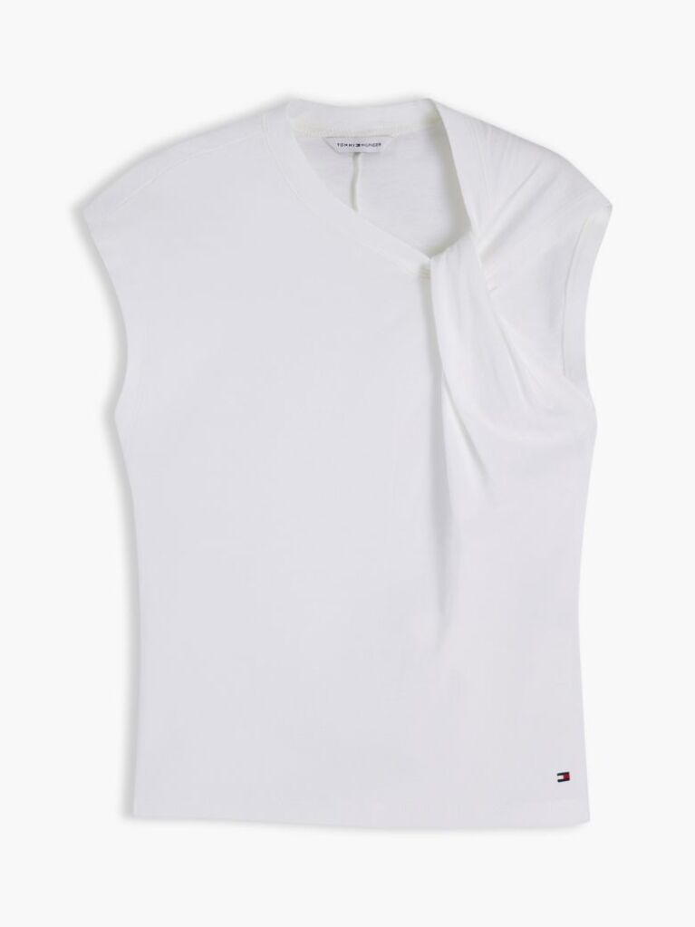 White Knot Textured Jersey Sleeveless Top  Women