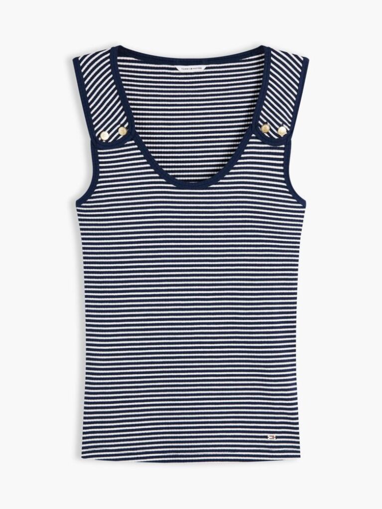 Multi Gold-Tone Button Ribbed Tank Top  Women