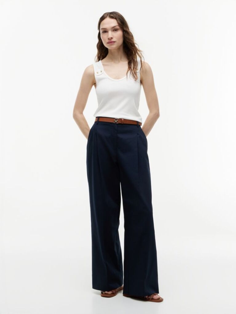 White Gold-Tone Button Ribbed Tank Top  Women