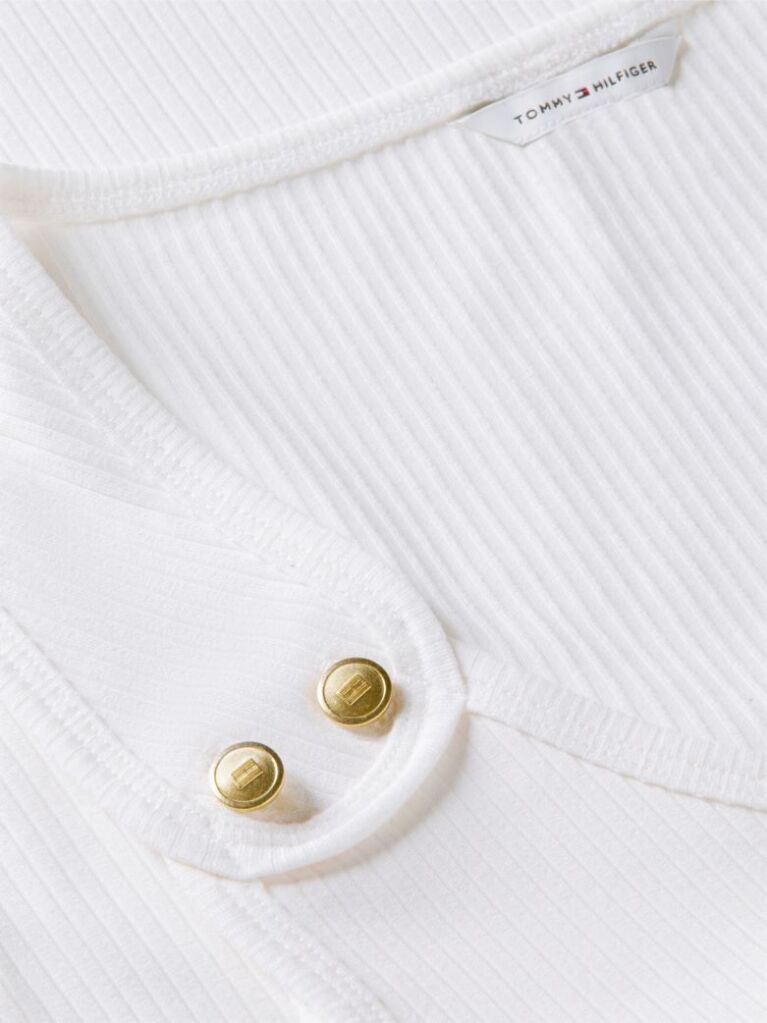 White Gold-Tone Button Ribbed Tank Top  Women