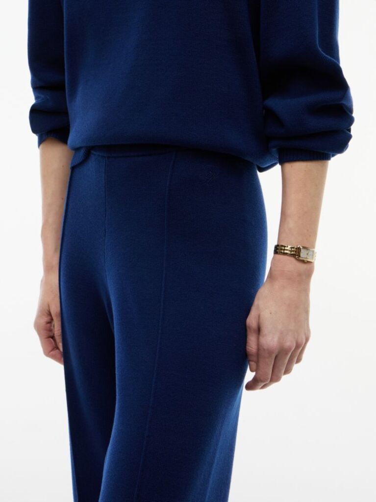 Blue Travel Regular Trousers With Silk  Women
