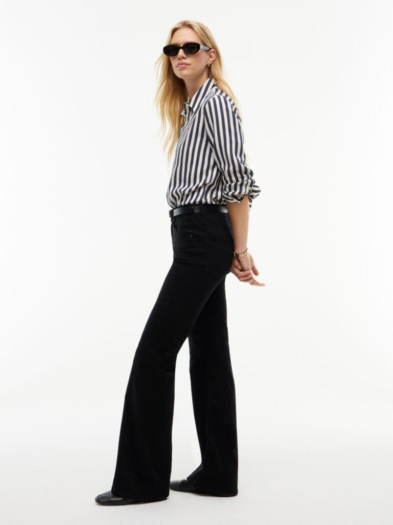 Black Luna Mid Rise Flared Black Jeans  Women
