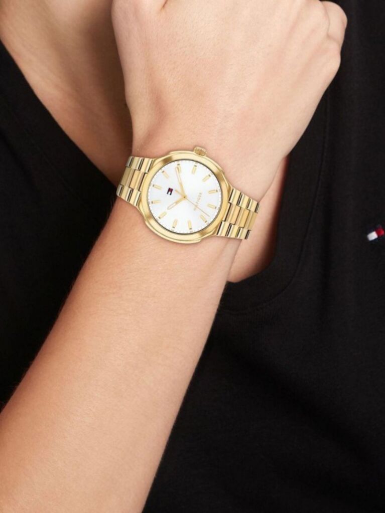 White Ionic Gold-Plated White Dial Bracelet Watch  Women