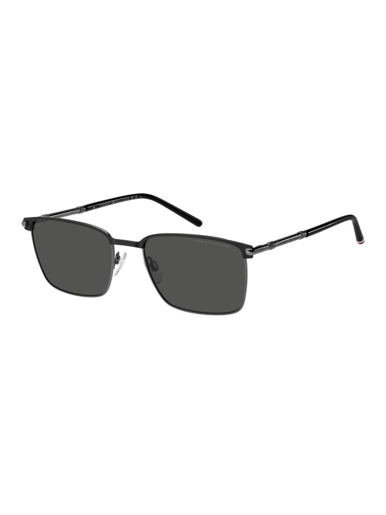 Black Modern Preppy Square Sunglasses  Men