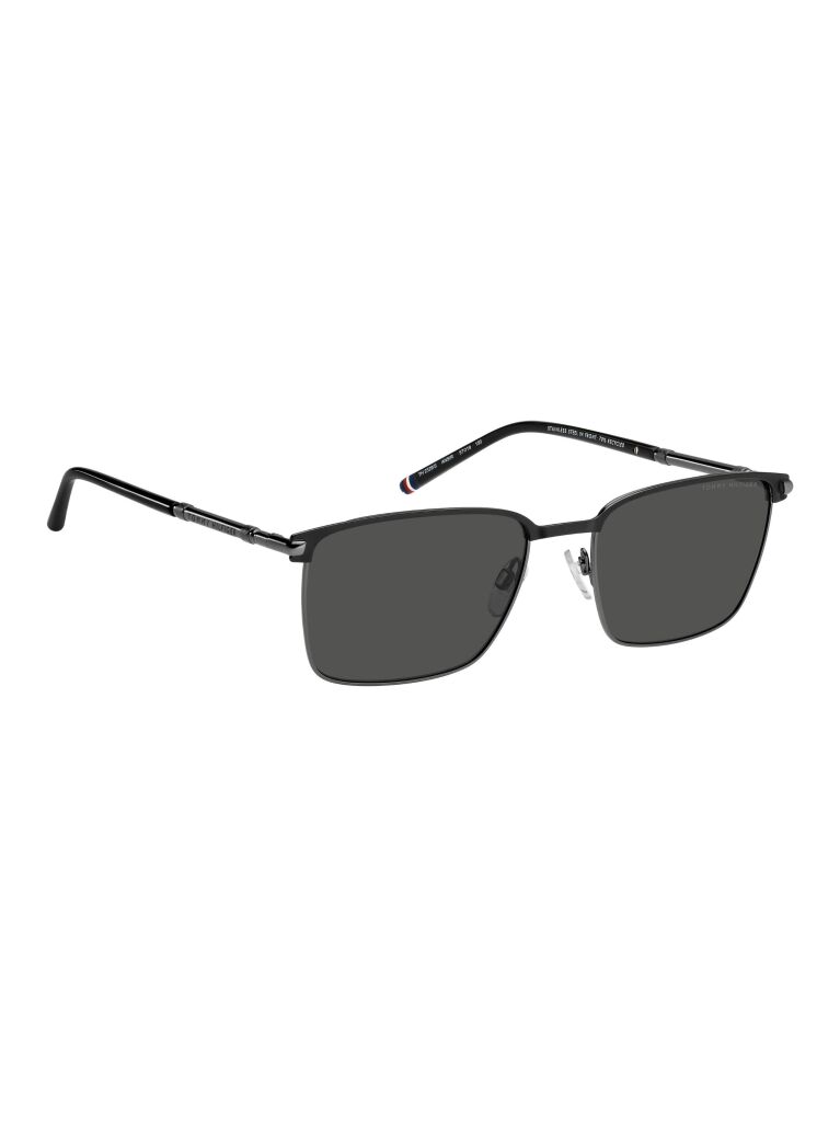 Black Modern Preppy Square Sunglasses  Men