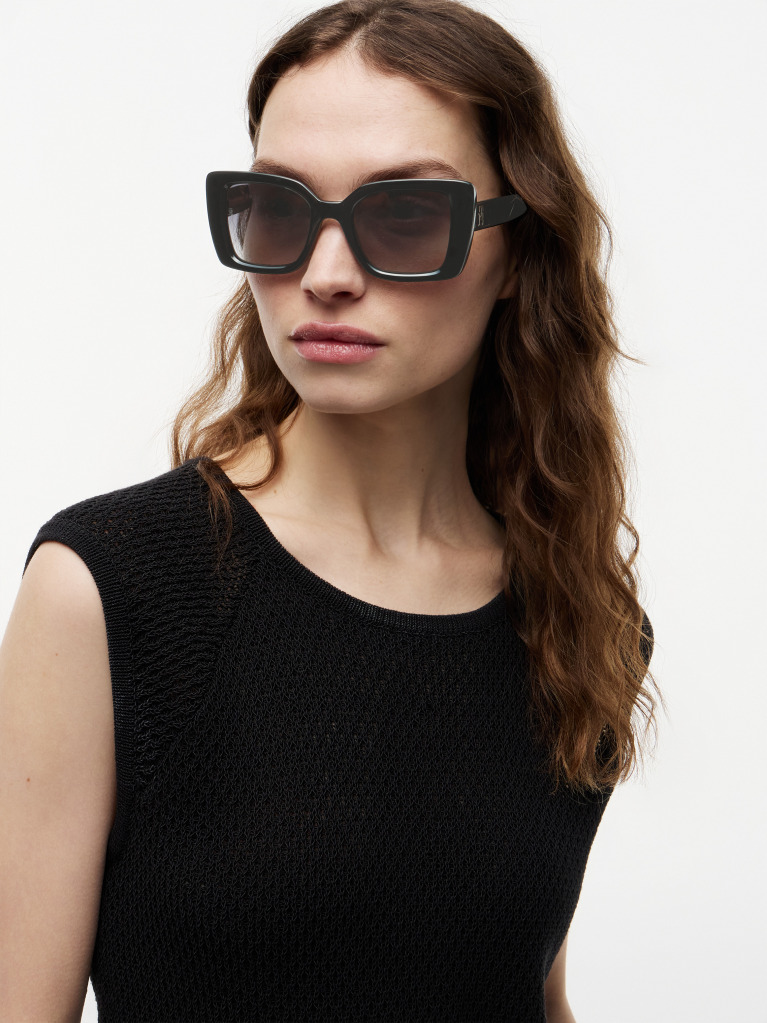 Black TH Monogram Polarised Cat Eye Sunglasses  Women