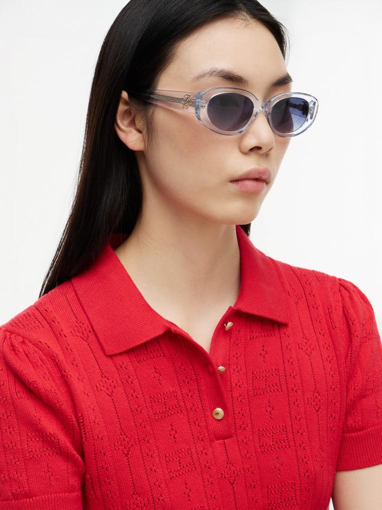 Blue Logo Plaque Oval Sunglasses  Women