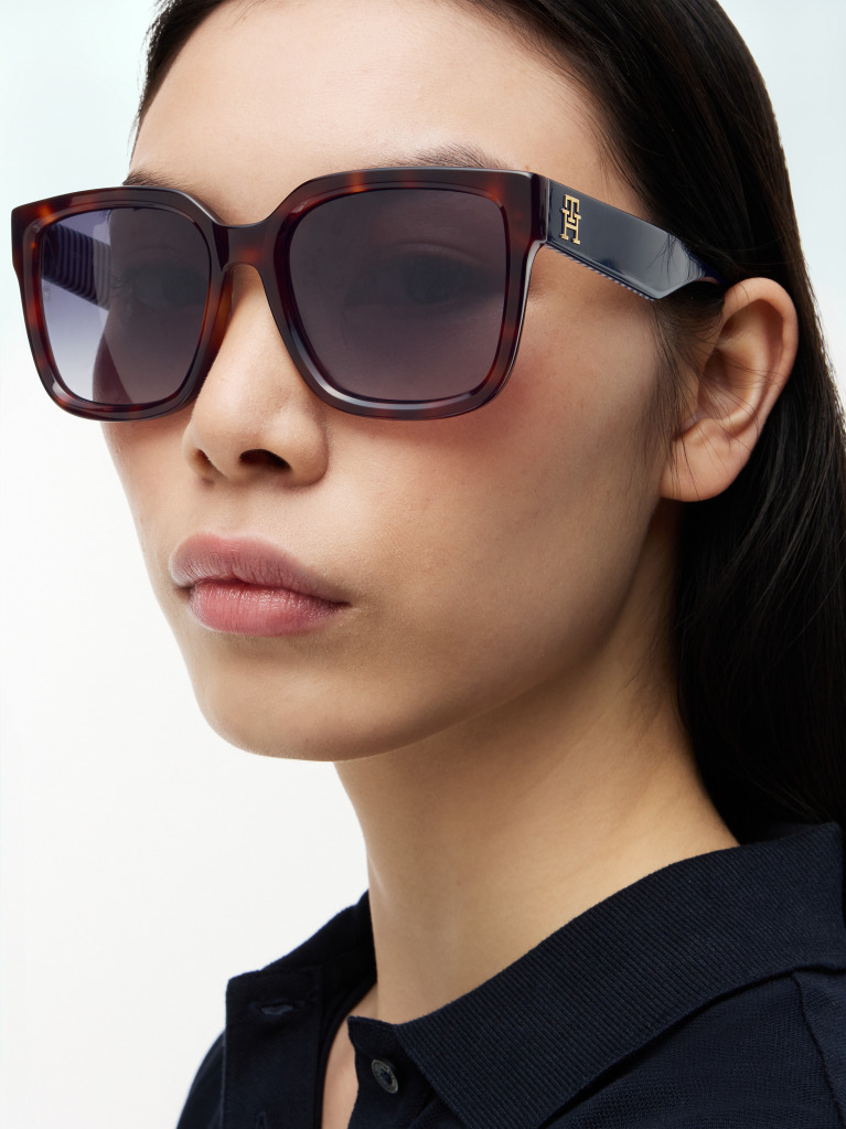 Brown TH Monogram Polarised Square Sunglasses  Women