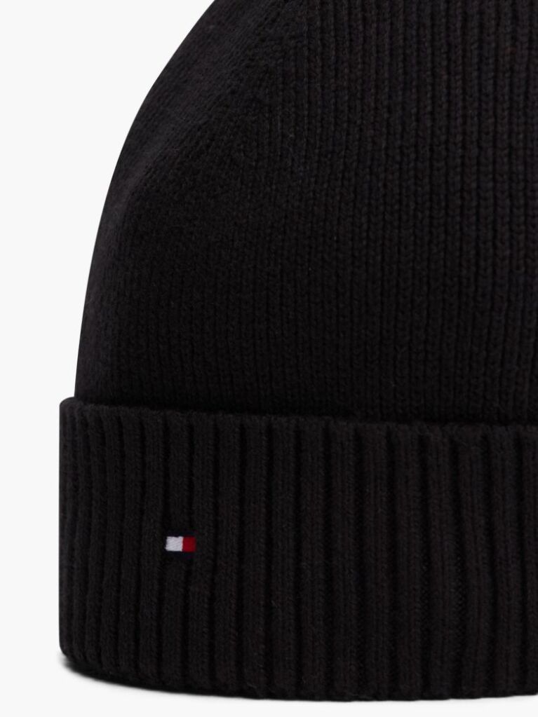 Μαύρο Σκούφος Κασμίρ Με Σημαιάκι Hilfiger  Άνδρες
