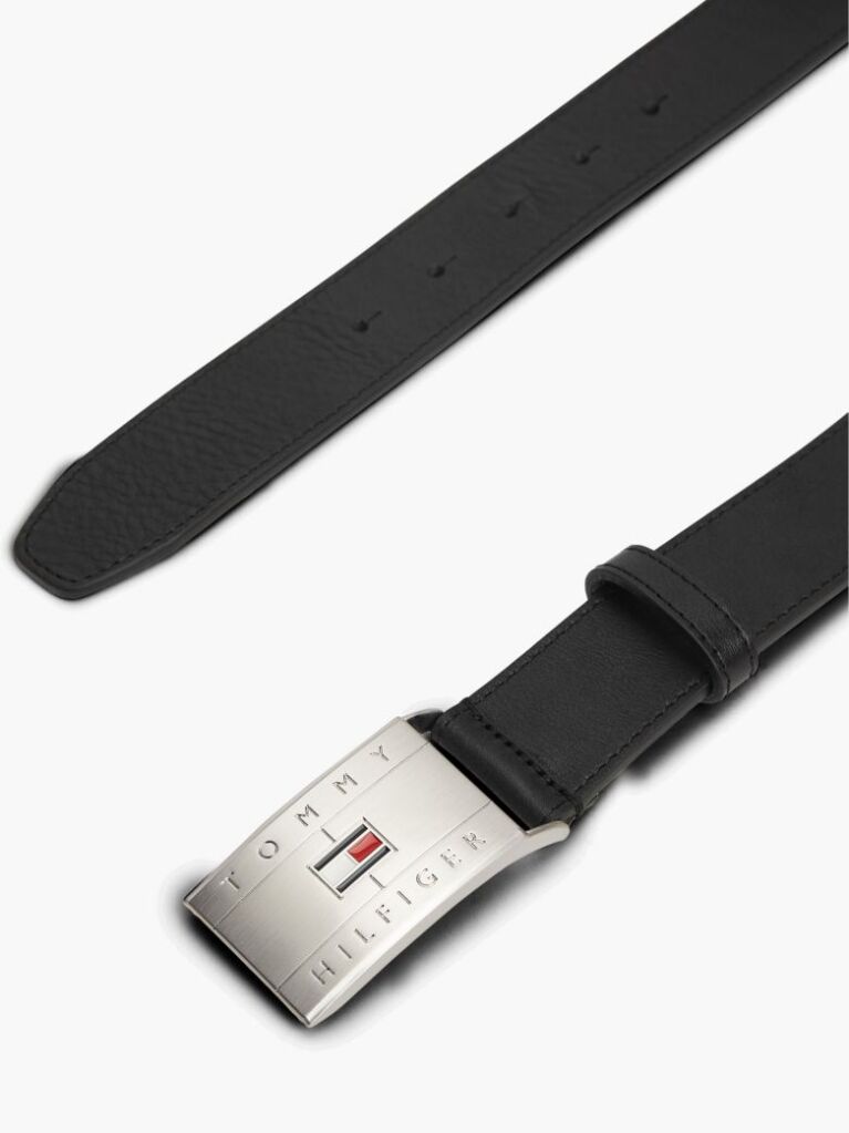 Black Flag Plaque Leather Belt  Men