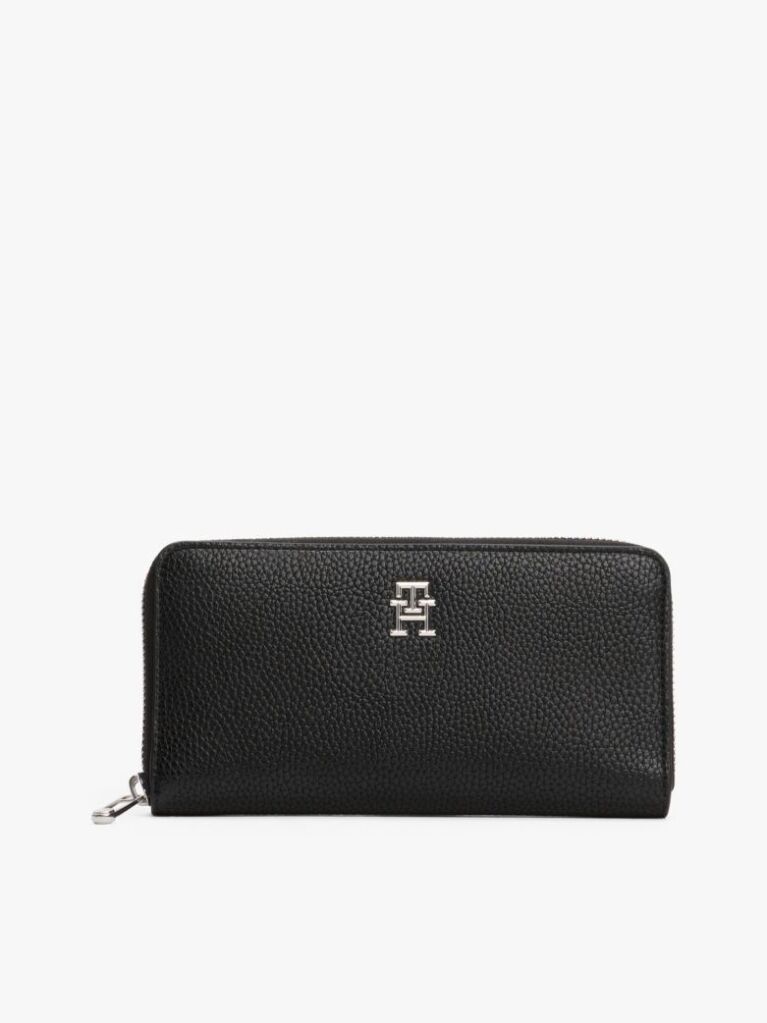 Black Th Emblem Large Zip-Around Wallet  Women
