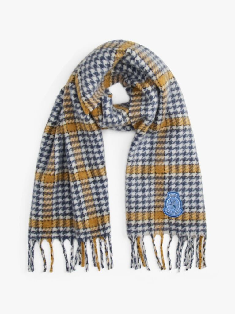 Multi TH Crest Houndstooth Wool Blend Fluffy Scarf  Women