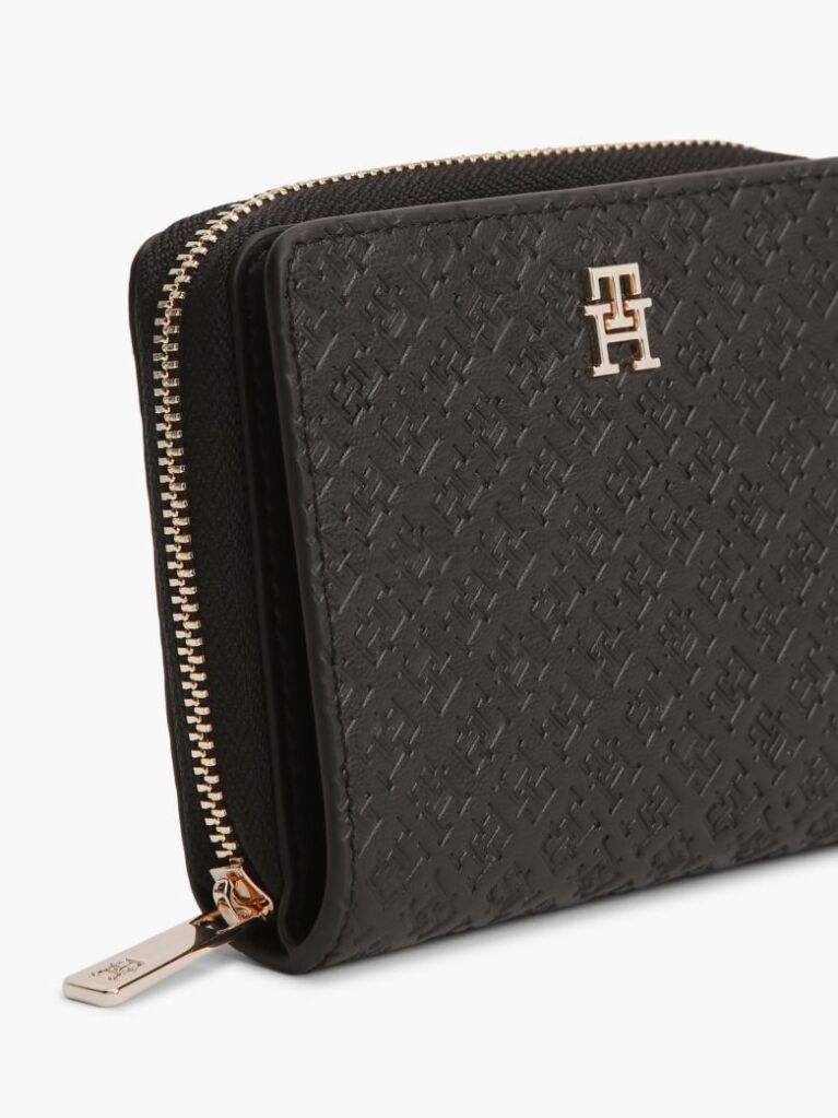 Black Hilfiger Icon Debossed Zip-Around Flap Wallet  Women