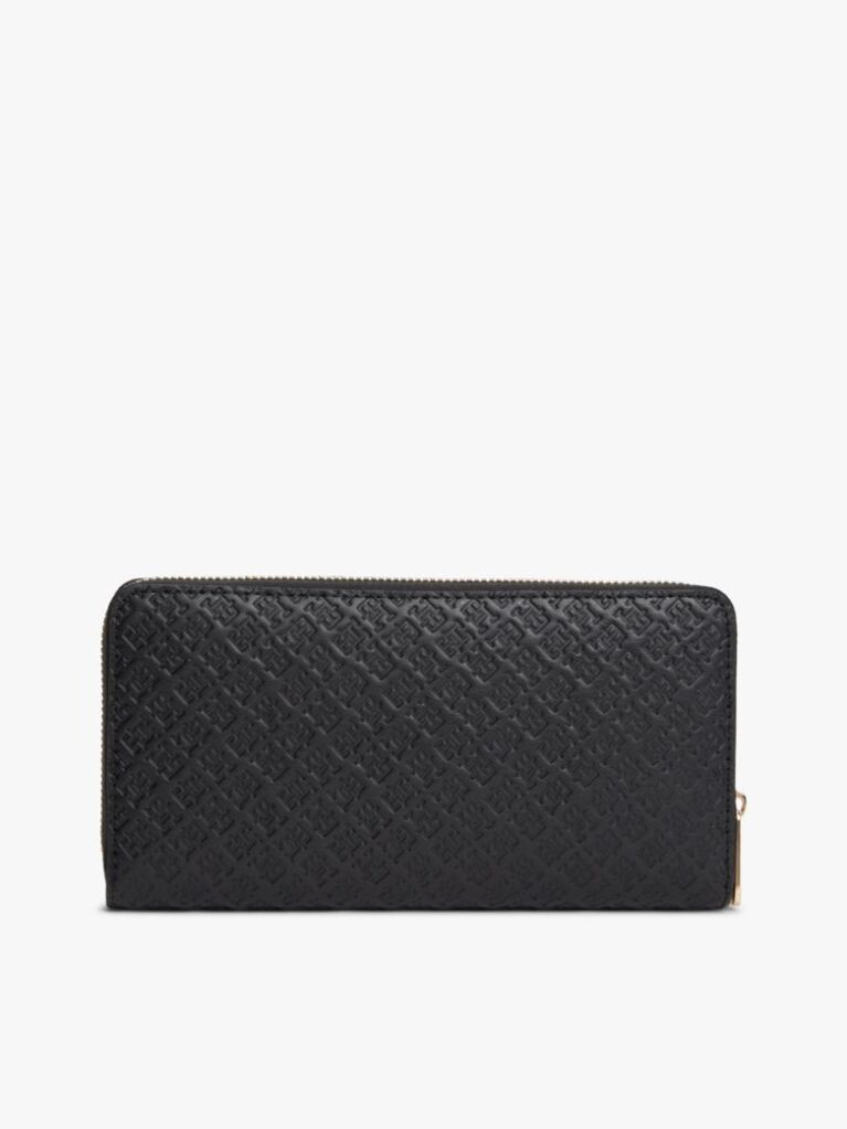 Black Hilfiger Icon Debossed Zip-Around Wallet  Women