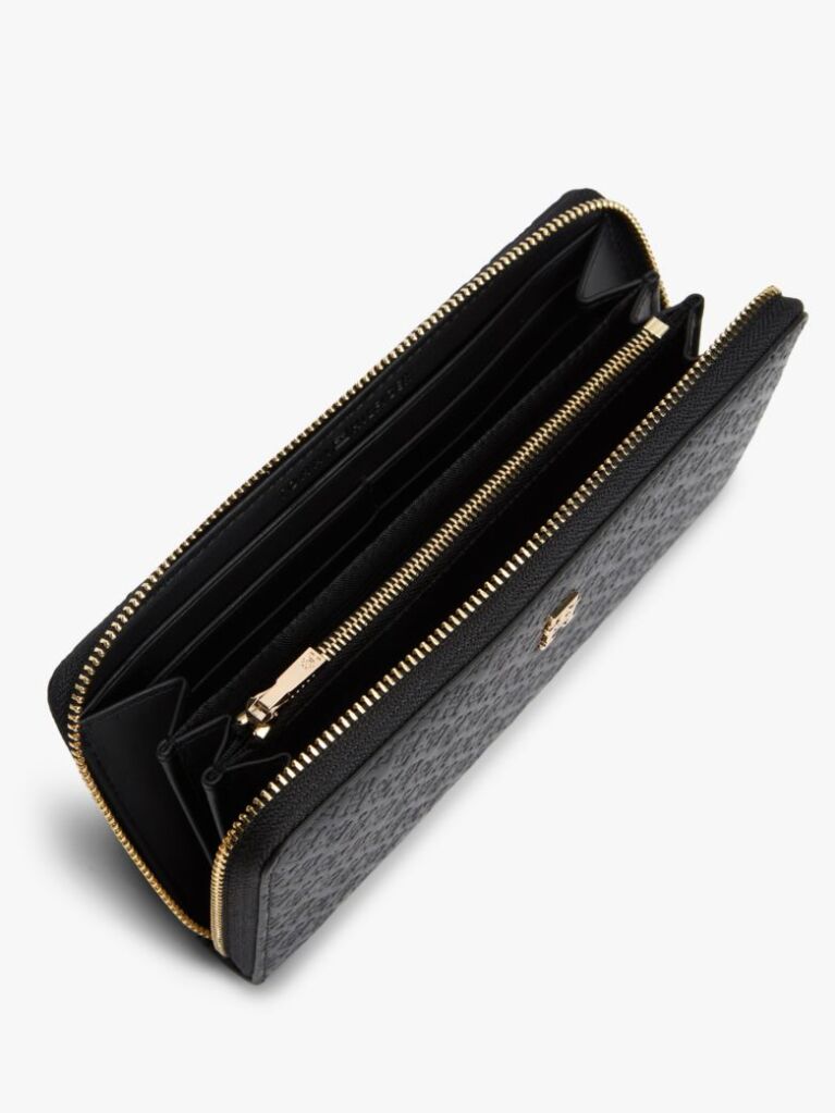 Black Hilfiger Icon Debossed Zip-Around Wallet  Women