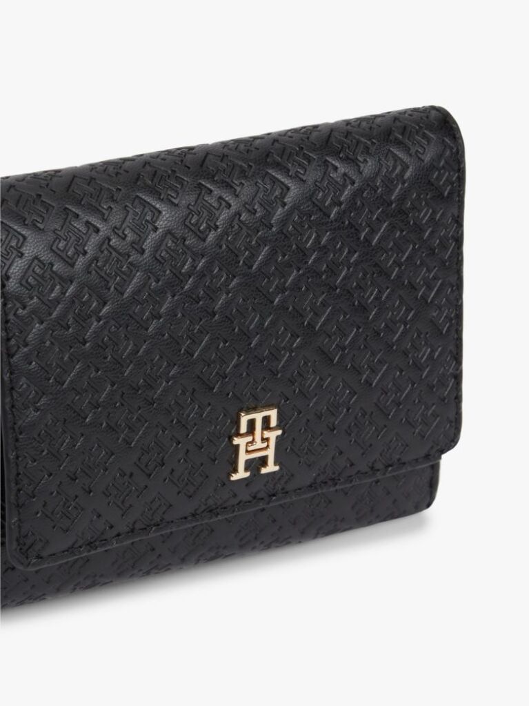 Black Hilfiger Icon Debossed Trifold Wallet  Women