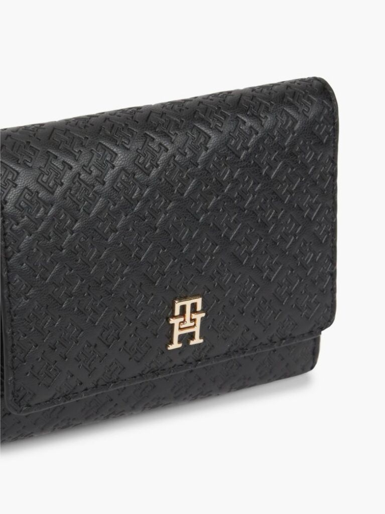 Black Hilfiger Icon Debossed Trifold Wallet  Women