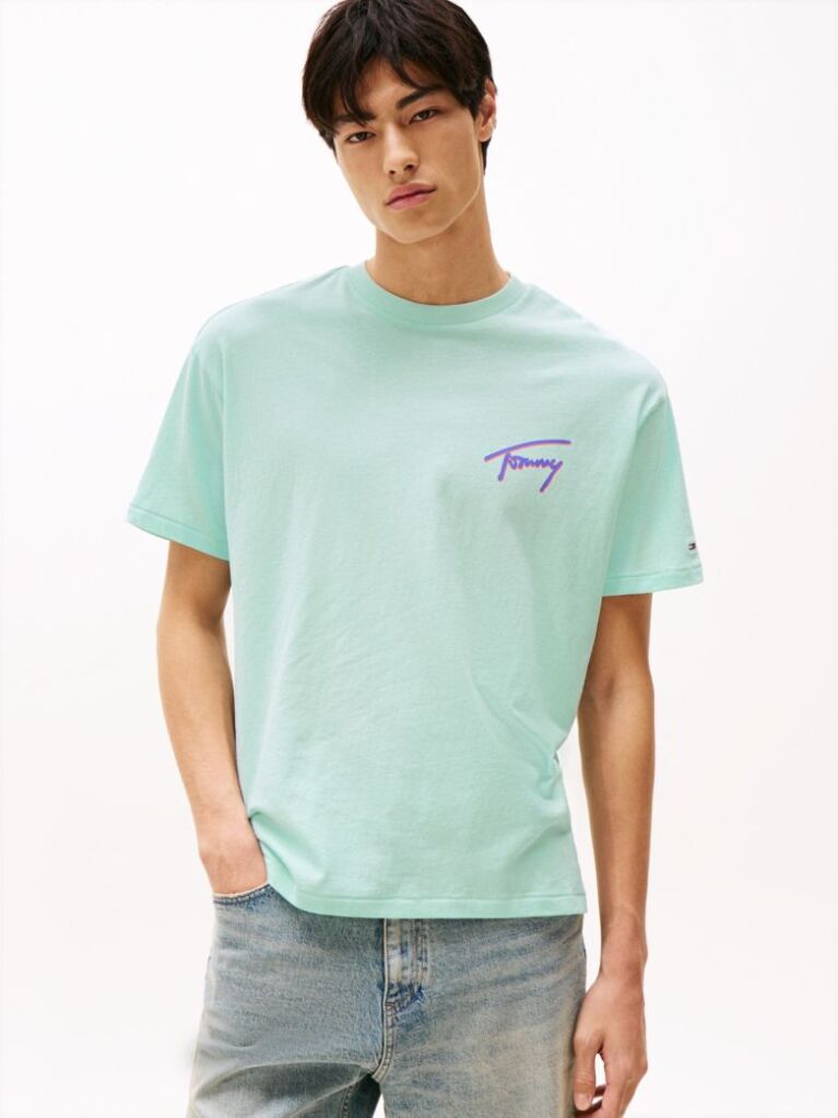 Πράσινο Άνετο T-Shirt Με Λογότυπο  Άνδρες