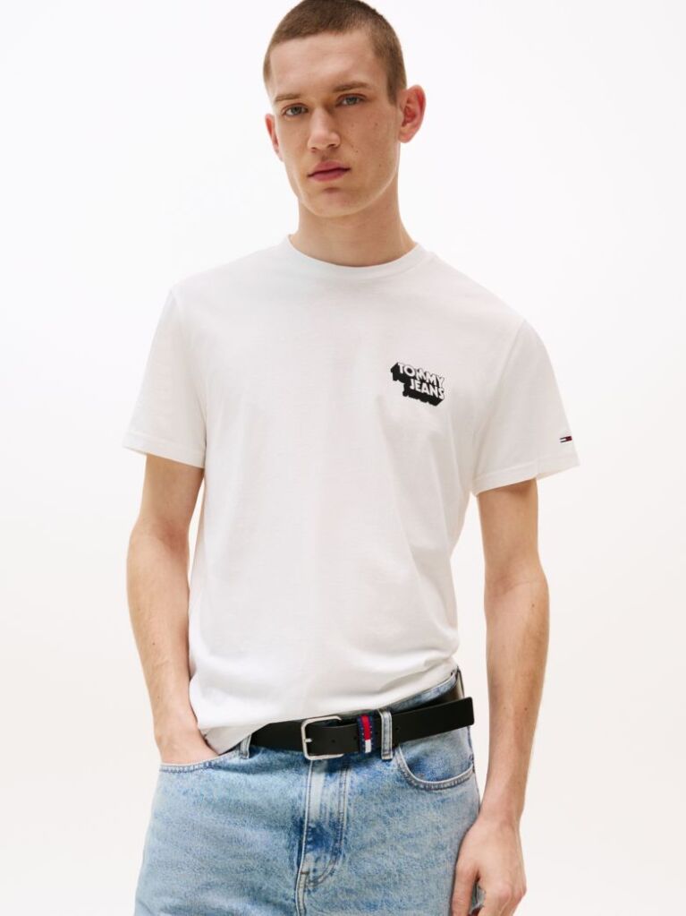 White Stack Logo Slim T-Shirt  Men