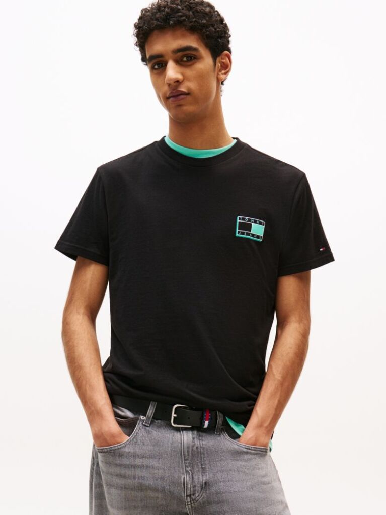 Μαύρο Slim T-Shirt Με Λογότυπο  Άνδρες