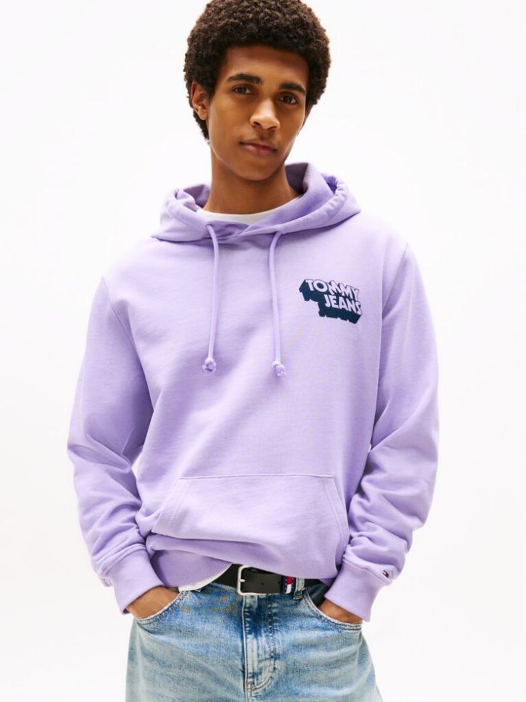 Purple Stack Logo Back Graphic Hoody  Men