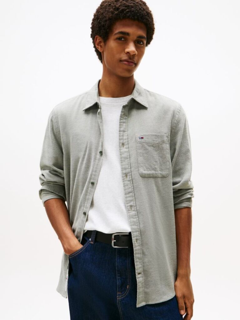 Green Regular Fit Flannel Shirt  Men