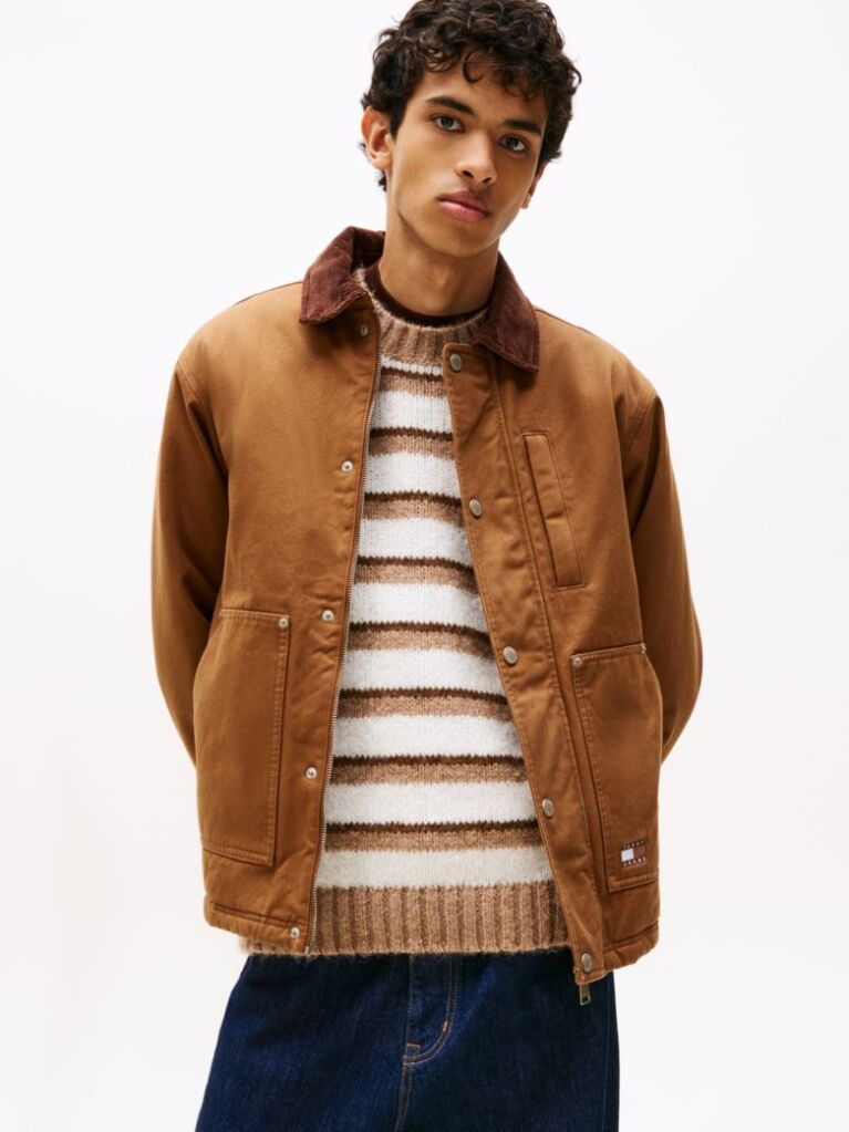 Brown Teddy Lined Corduroy Collar Chore Jacket  Men