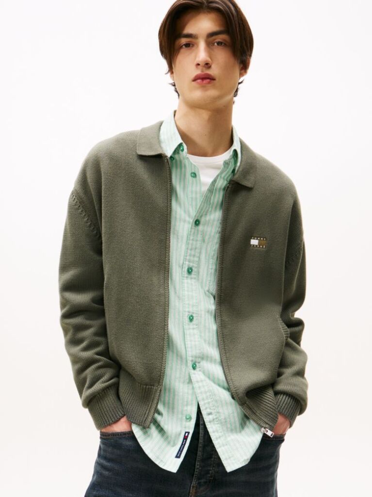 Green Relaxed Zip-Thru Sweatshirt  Men
