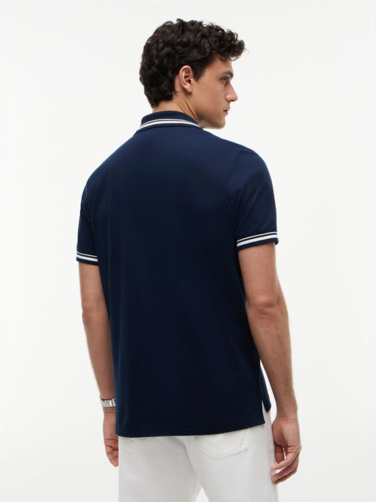 Blue Tommy Flag Regular Fit Tipped Polo Shirt  Men